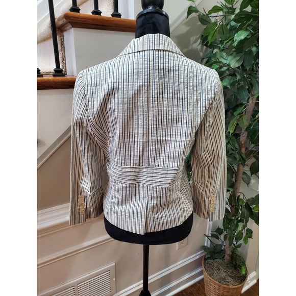 BCBGMaxazria Women's Striped Cotton Long Sleeve Single Breasted Fitted Blazer M - Picture 5 of 11